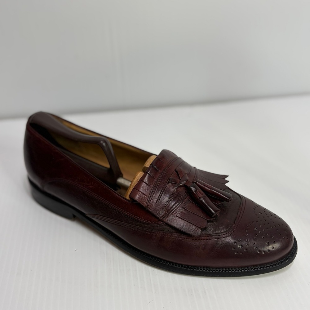 Johnston & Murphy Cellini Mens 9‎ M Brown Leather Tassel Kiltie Loafers Italy